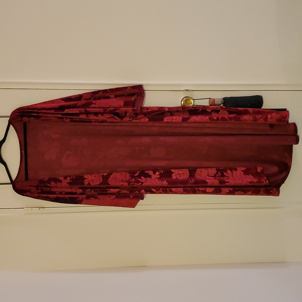 Burgundy Wine Holiday Long Cardigan